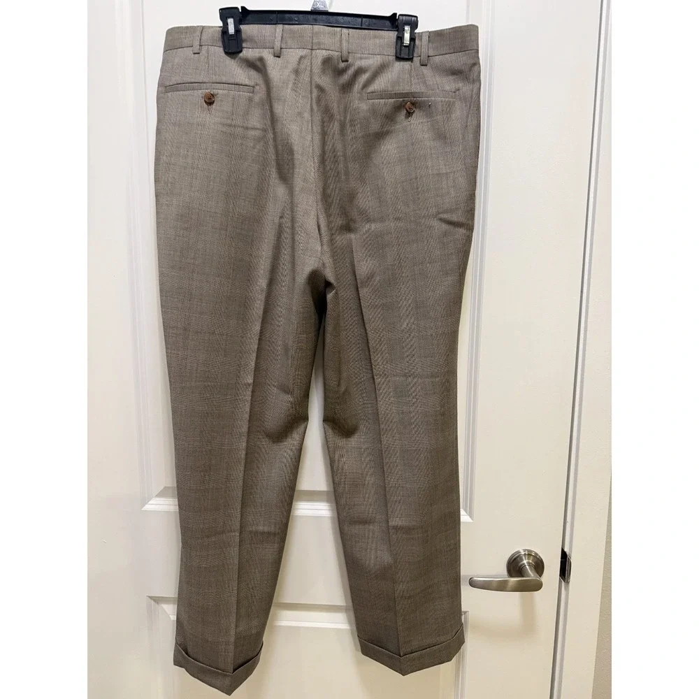Ralph Lauren Tan Plaid Total Comfort Dress Pants Men's 38x30